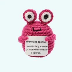 Peluche crochet positive grenouille