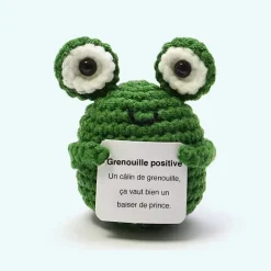 Peluche crochet positive grenouille