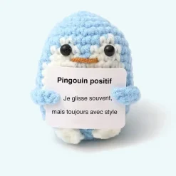 Peluche crochet positive pingouin