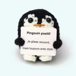 Peluche crochet positive pingouin