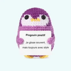Peluche crochet positive pingouin