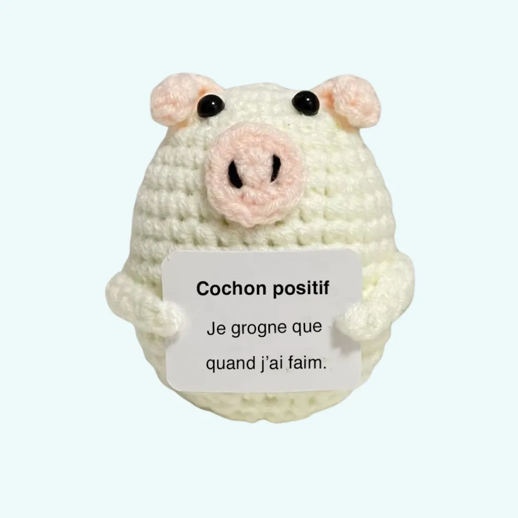 Peluche crochet positive cochon