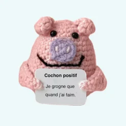 Peluche crochet positive cochon