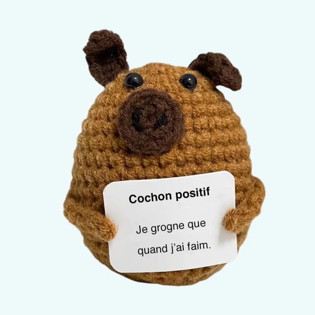Peluche crochet positive cochon