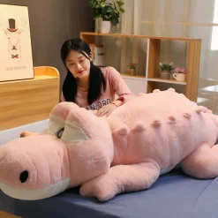Peluche Crocodile géant rose