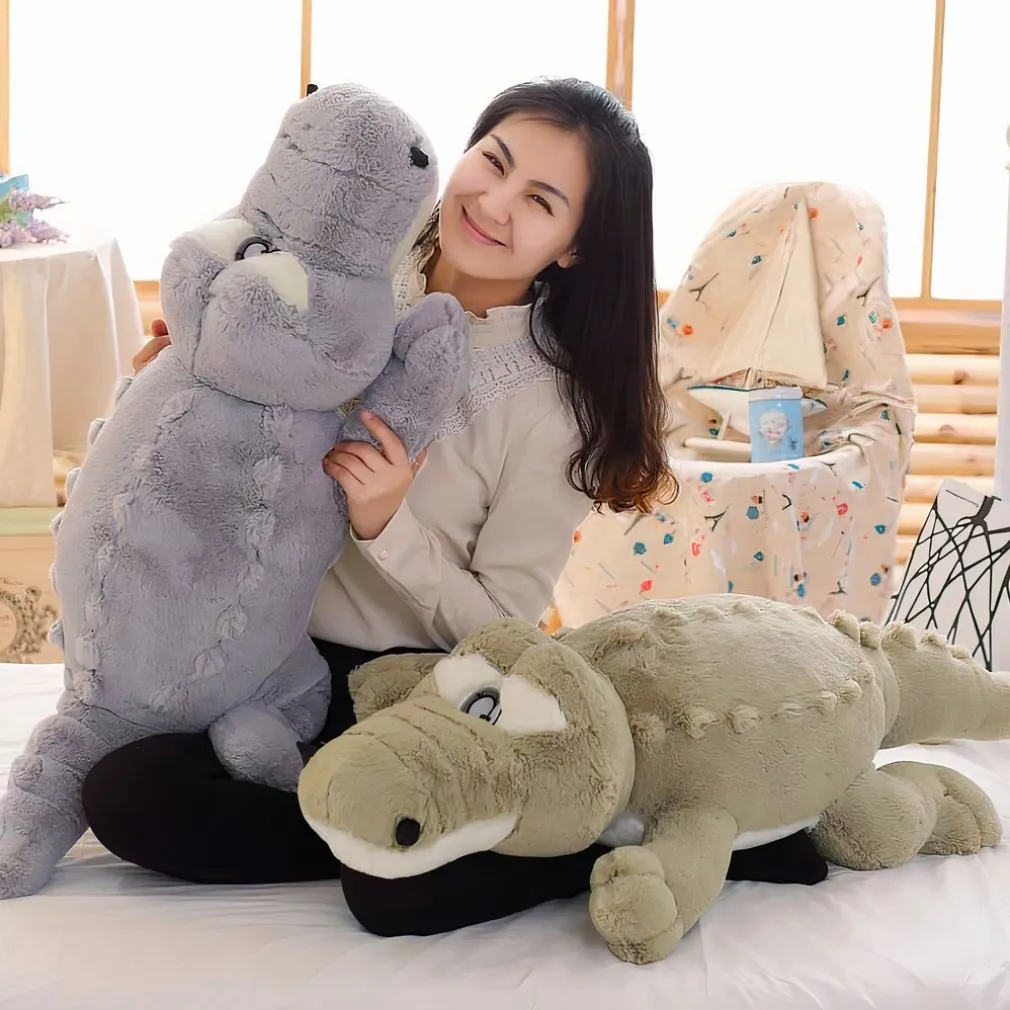 Peluche Crocodile oreiller grise