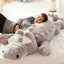 Peluche Crocodile oreiller grise