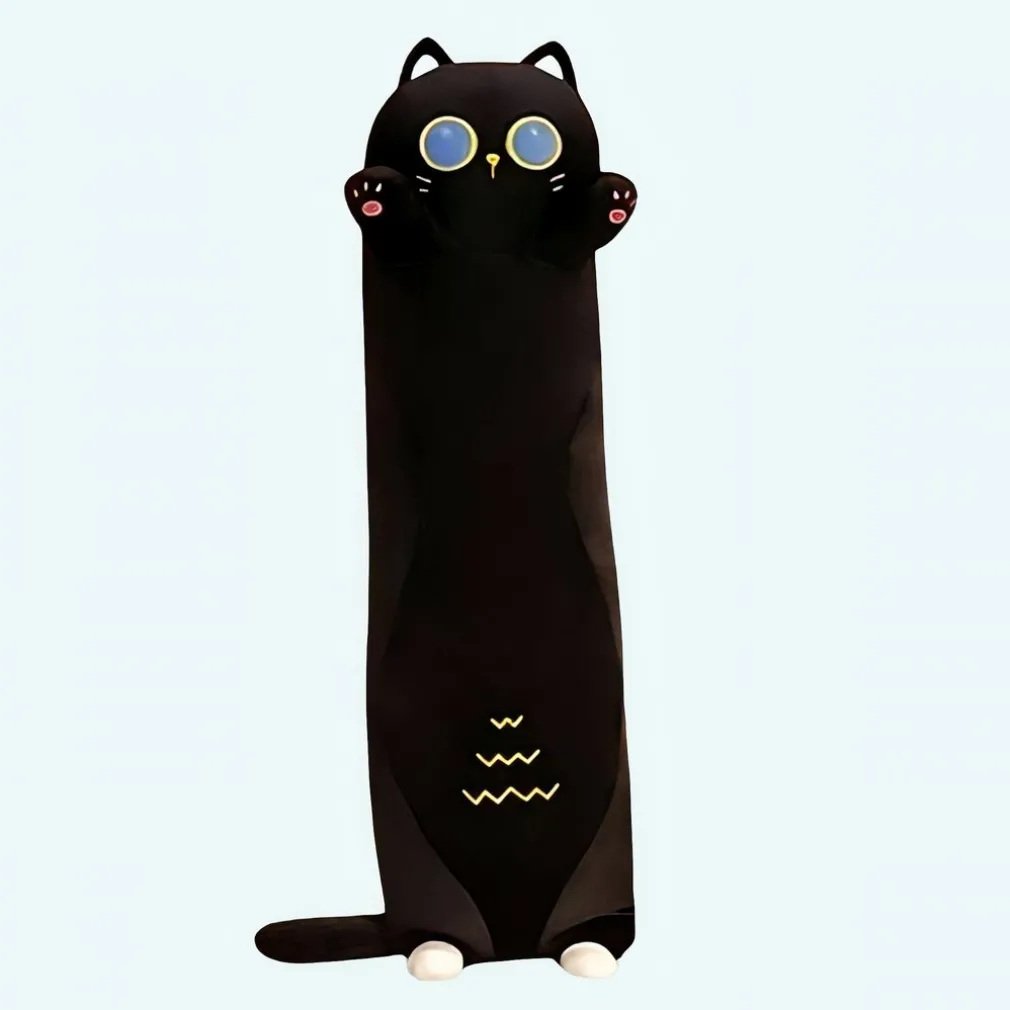 Peluche de chat noir Long coussin de câlin