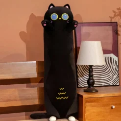 Peluche de chat noir Long coussin de câlin