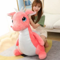 Peluche dragon mignon rose