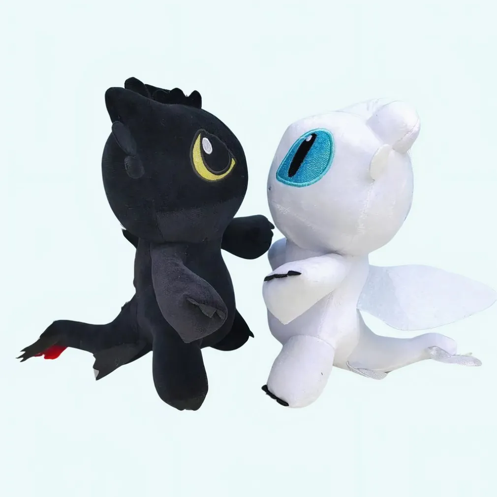 Peluche dragon noir ou blanc