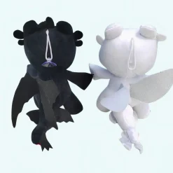 Peluche dragon noir ou blanc