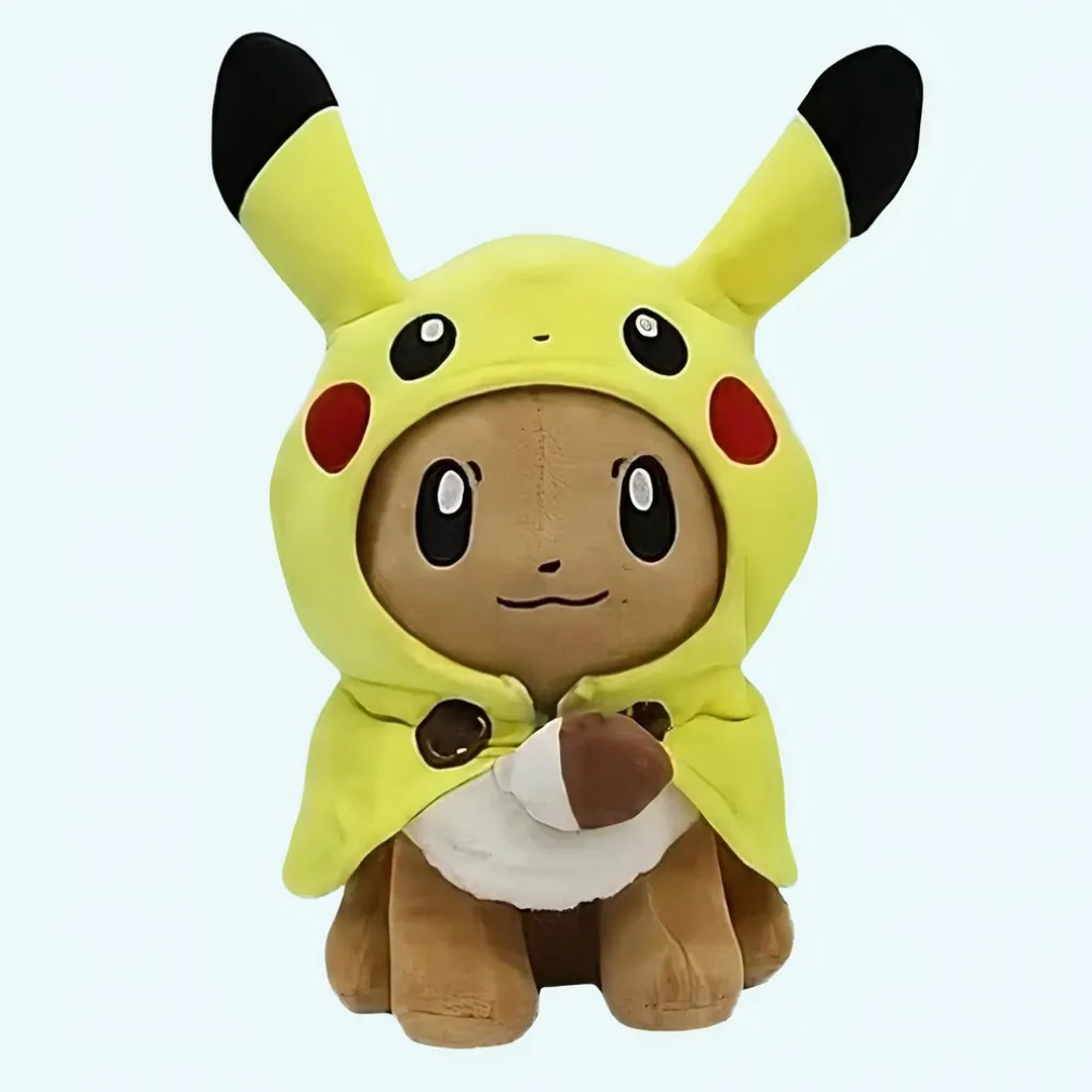 Peluche Evoli déguisée en Pikachu
