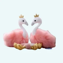 Peluche flamant rose à long poils