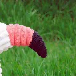 Peluche flamant rose coton côtelé blanc