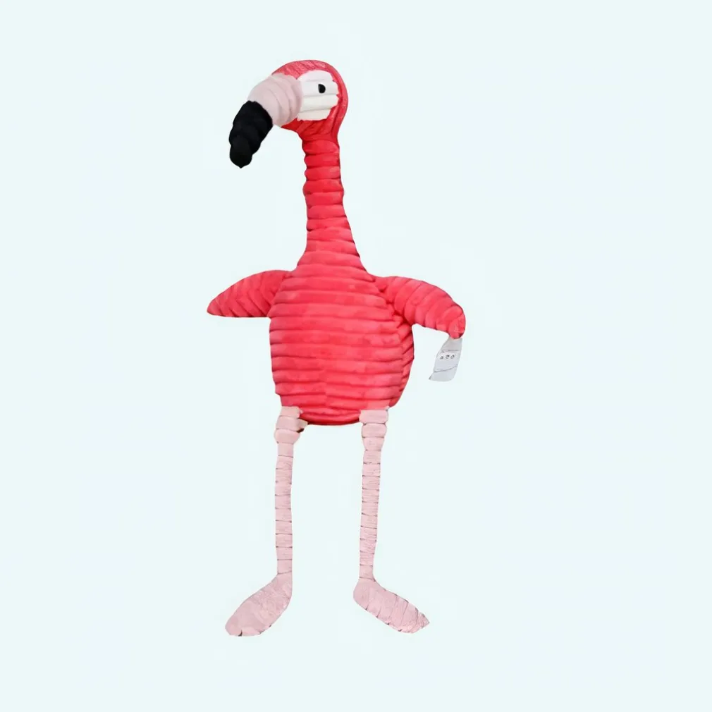 Peluche flamant rose coton côtelé