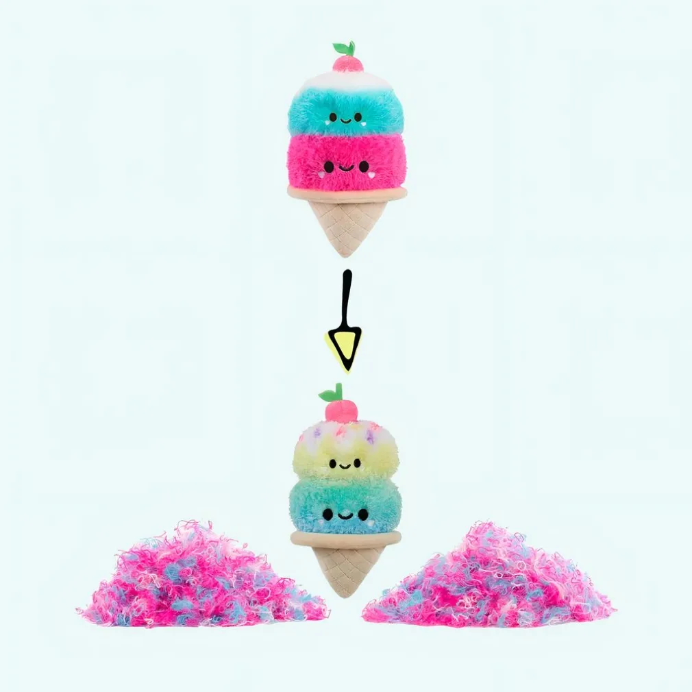 Peluche Fluffie Stuffiez cornet de glace rose et bleu