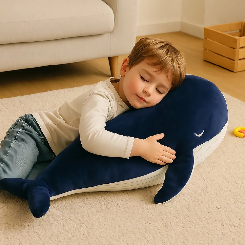 Peluche géante baleine bleue marine