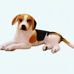 Peluche géante chien couché tricolore