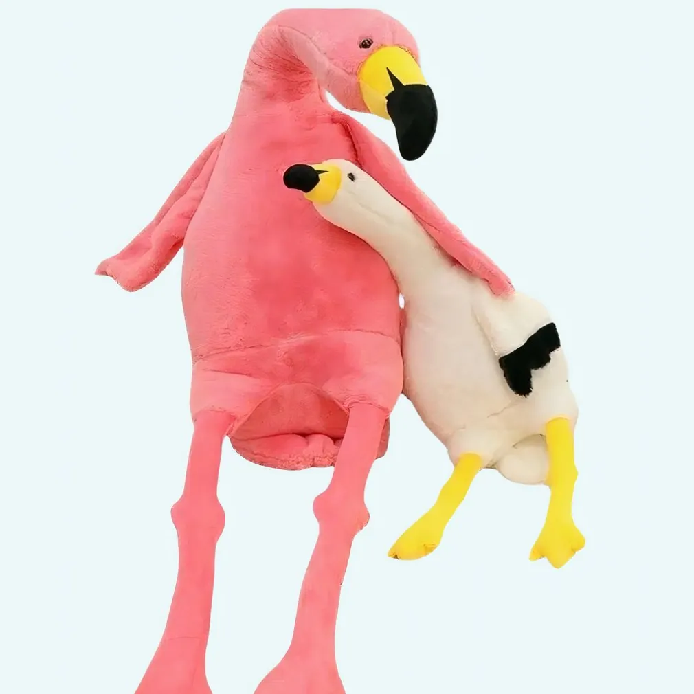 Peluche géante flamant rose ou blanc