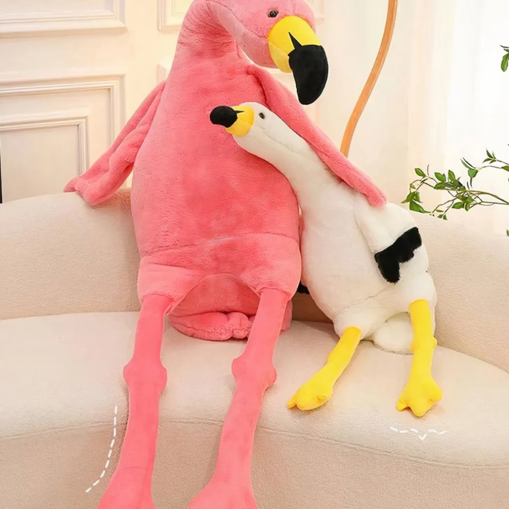Peluche géante flamant rose ou blanc