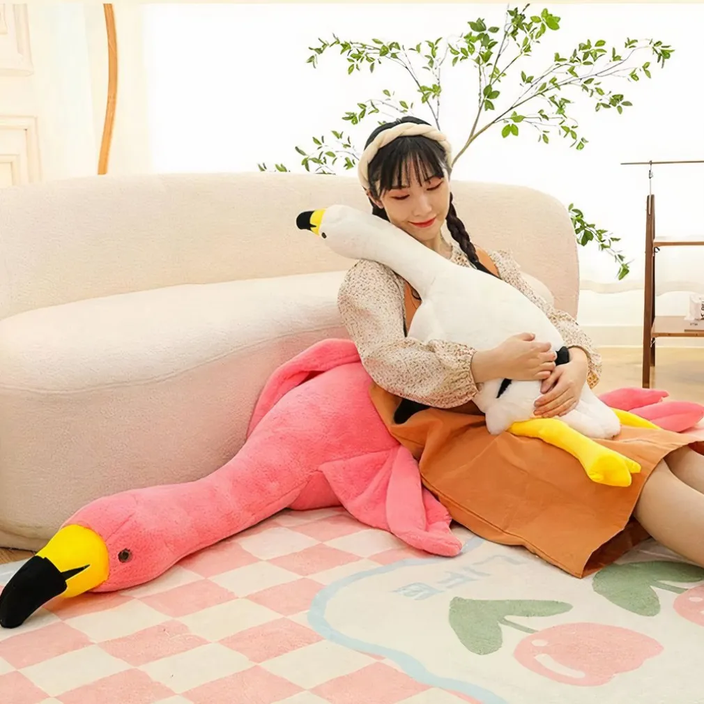 Peluche géante flamant rose ou blanc