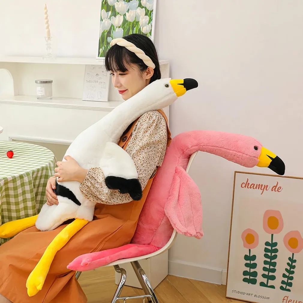 Peluche géante flamant rose ou blanc