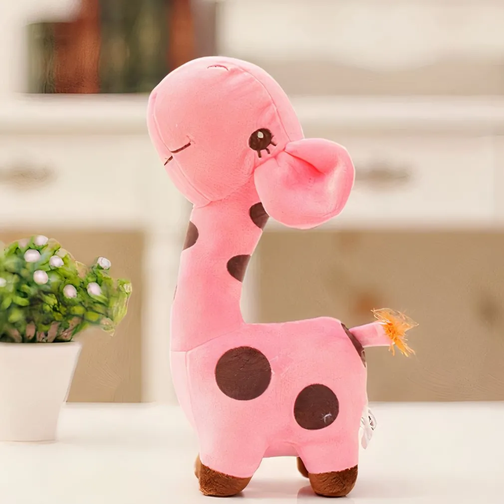 Peluche girafe toute mignonne rose