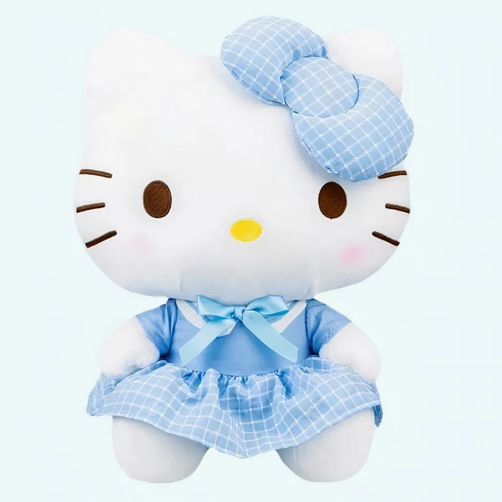 Peluche Hello Kitty en uniforme rose et bleu