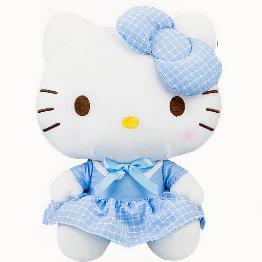 Peluche Hello Kitty en uniforme rose et bleu