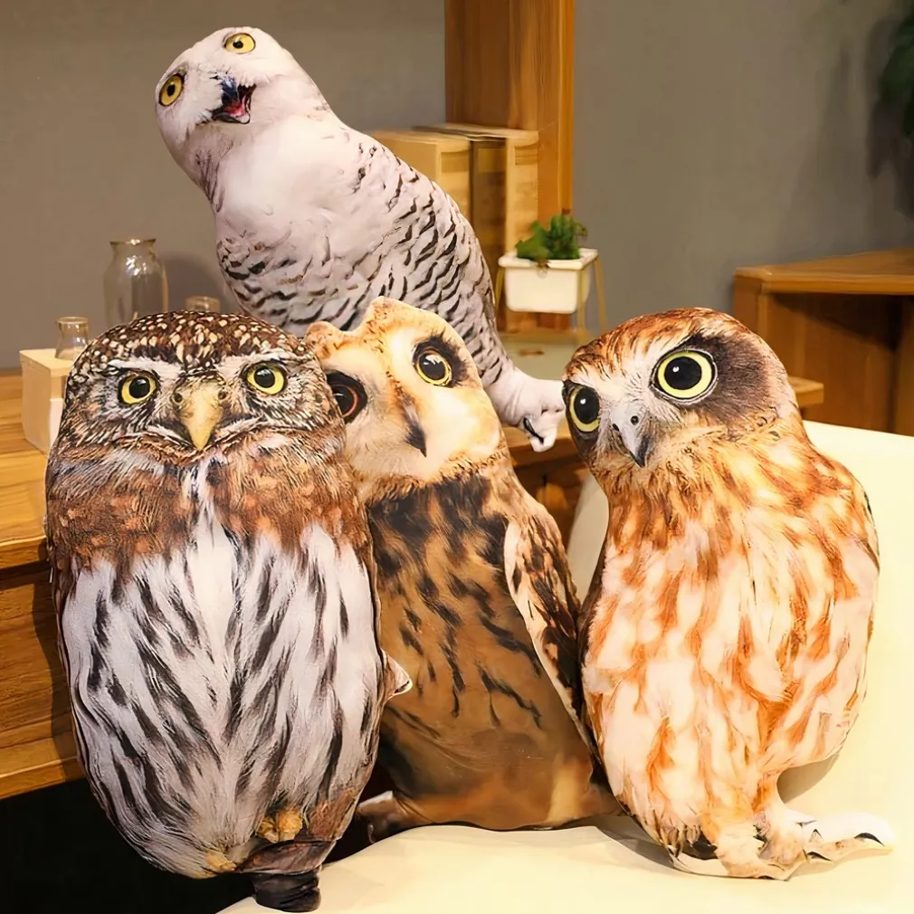 Peluche Hibou marron et blanc trop mignon