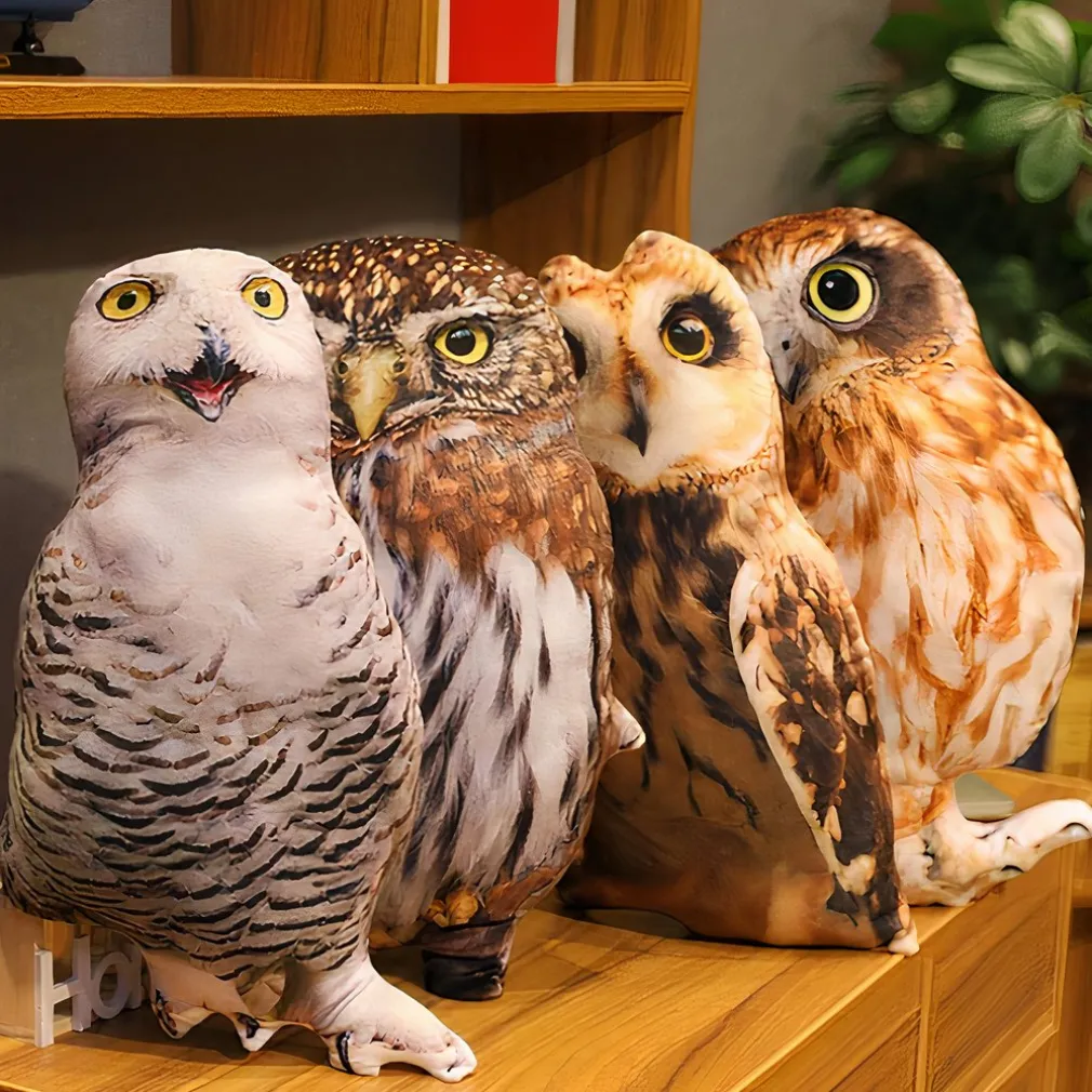 Peluche Hibou marron et blanc trop mignon