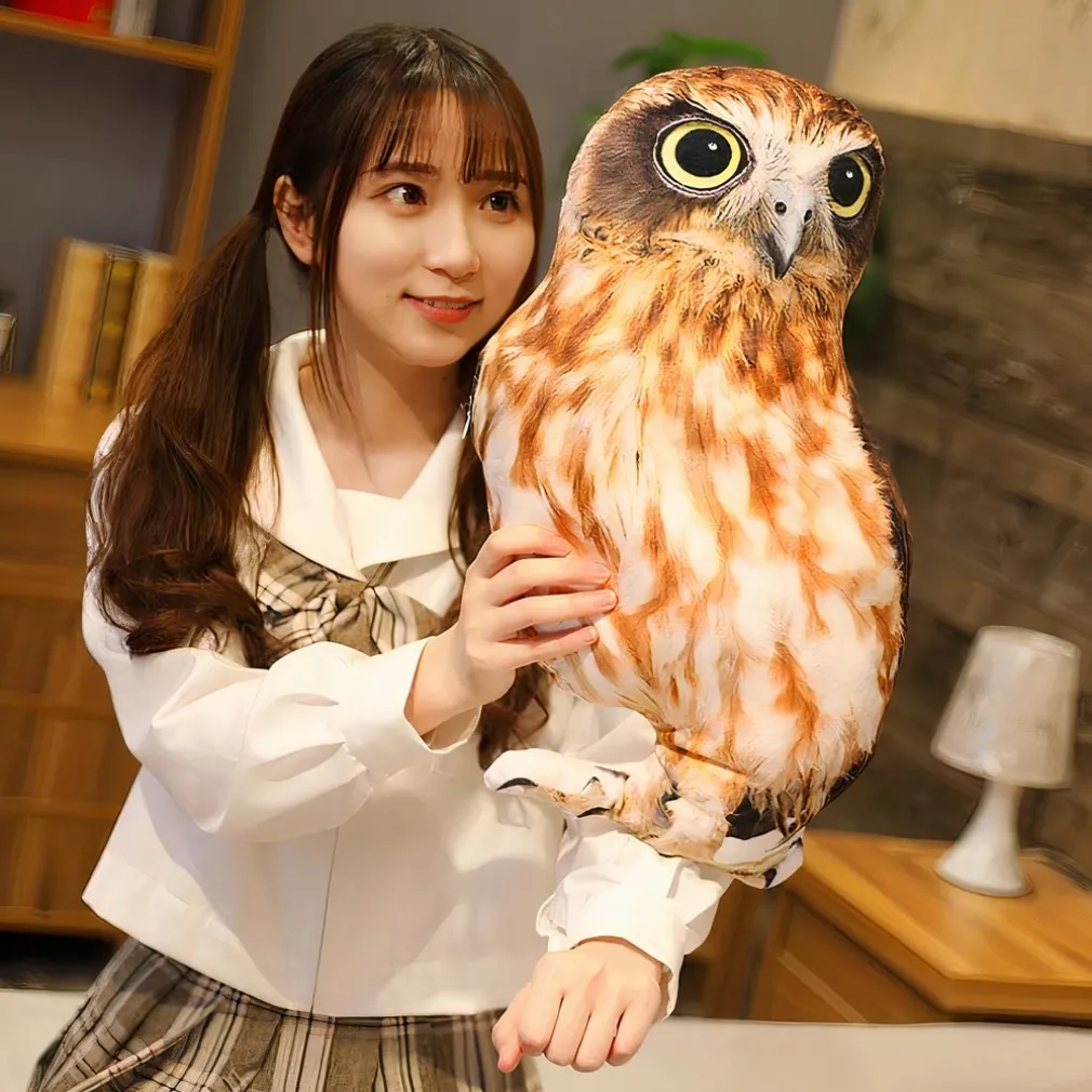 Peluche Hibou marron et blanc trop mignon
