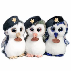 Peluche hibou militaire gris