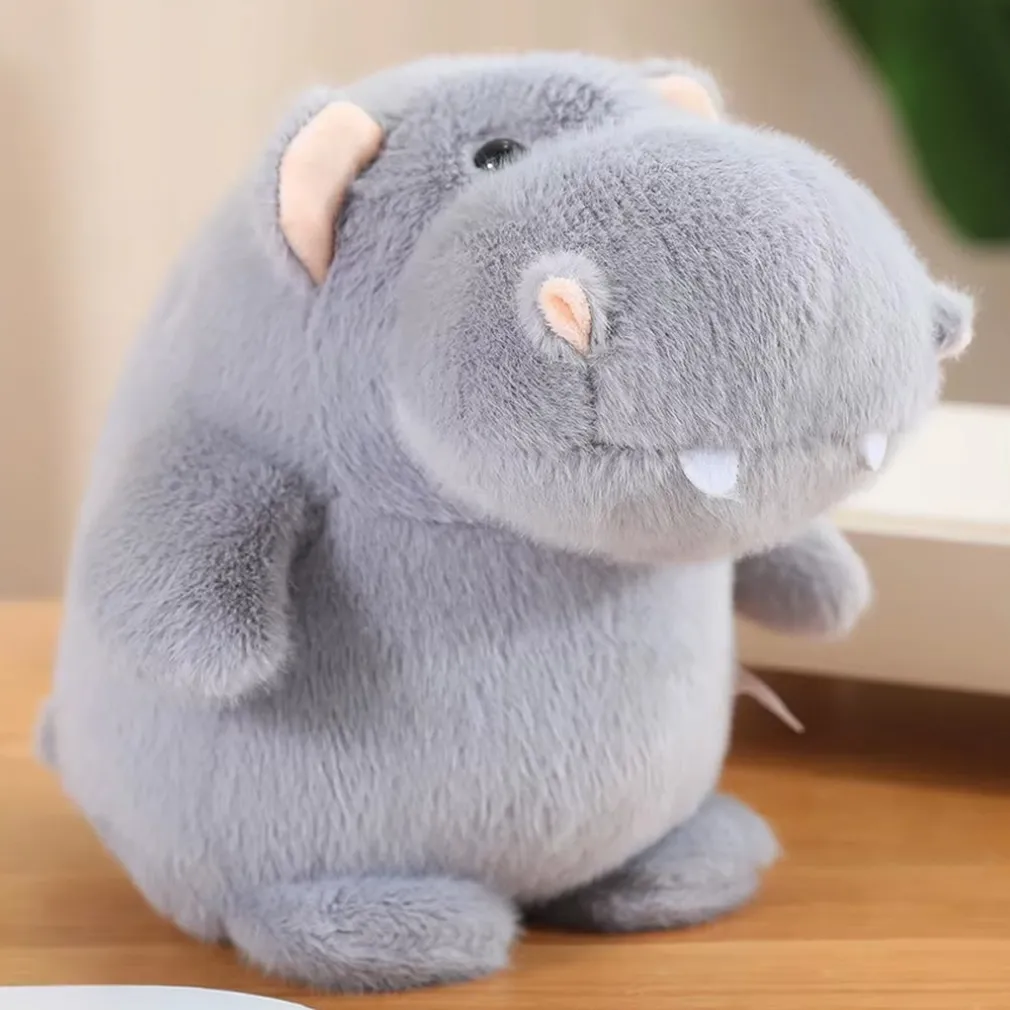 Peluche hippopotame gris en trois tailles