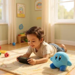 Peluche Kirby souriant rose ou bleue