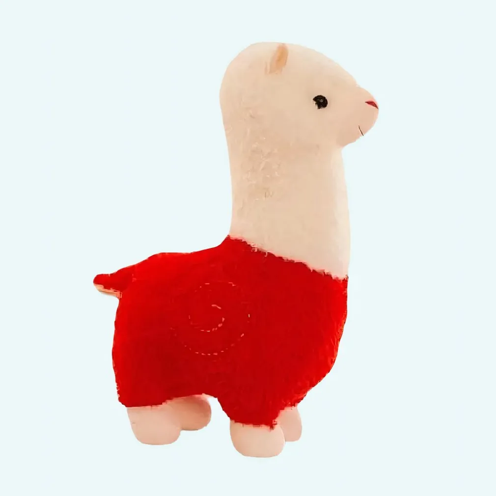 Peluche lama alpaga rouge