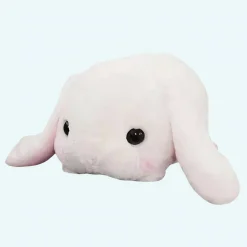 Peluche lapin blanc couché