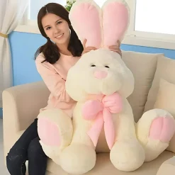 Peluche lapin blanc géant assis