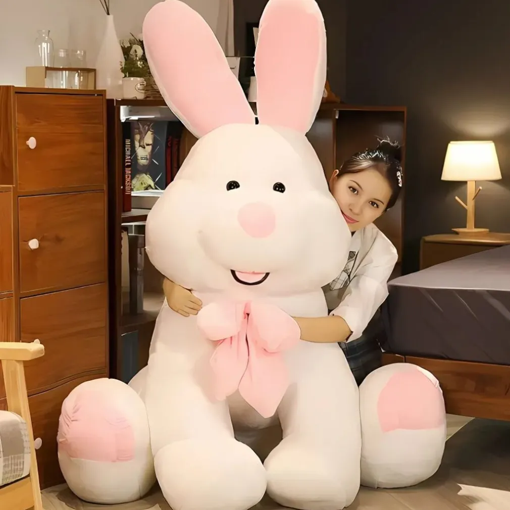 Peluche lapin blanc géant assis