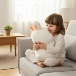 Peluche lapin blanc trop mimi