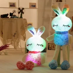 Peluche lapin bleu lumineux