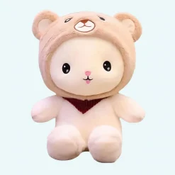 Peluche lapin bonnet ours