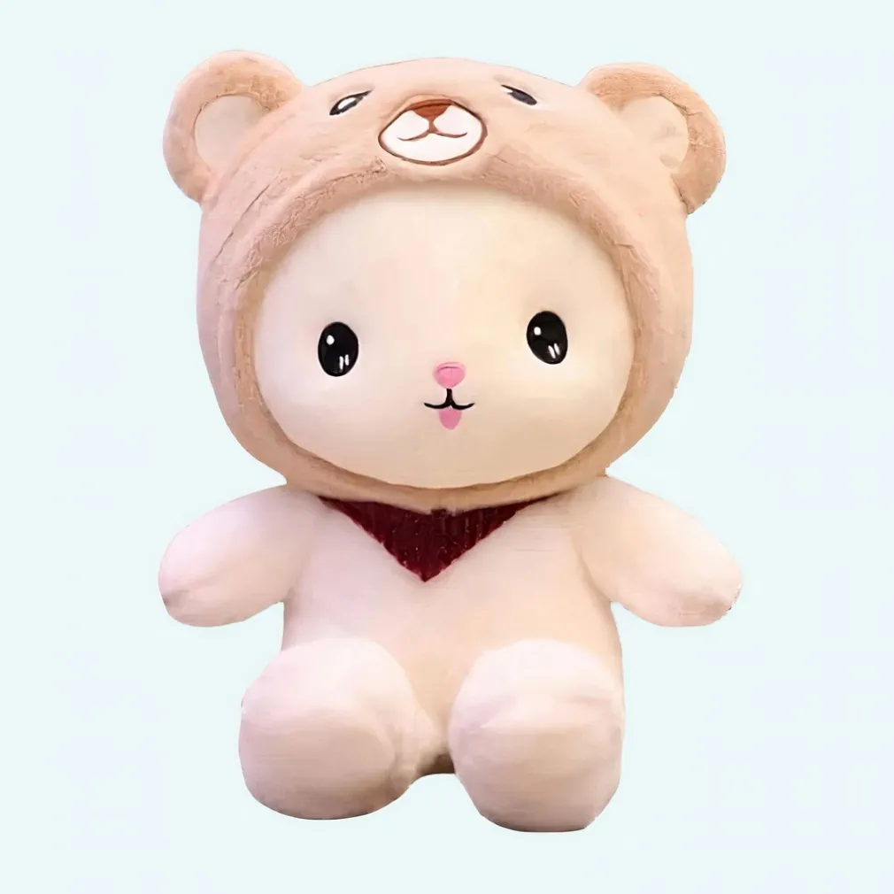 Peluche lapin bonnet ours