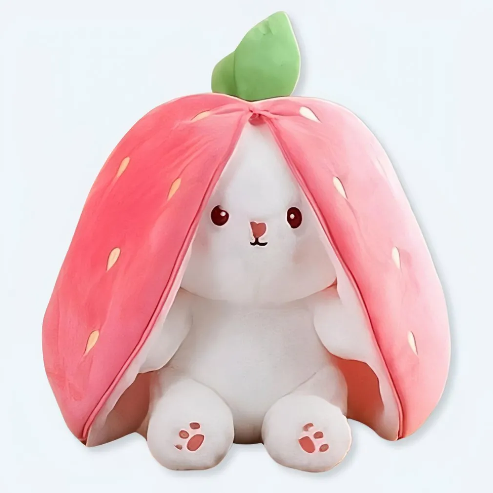 Peluche lapin caché dans une fraise
