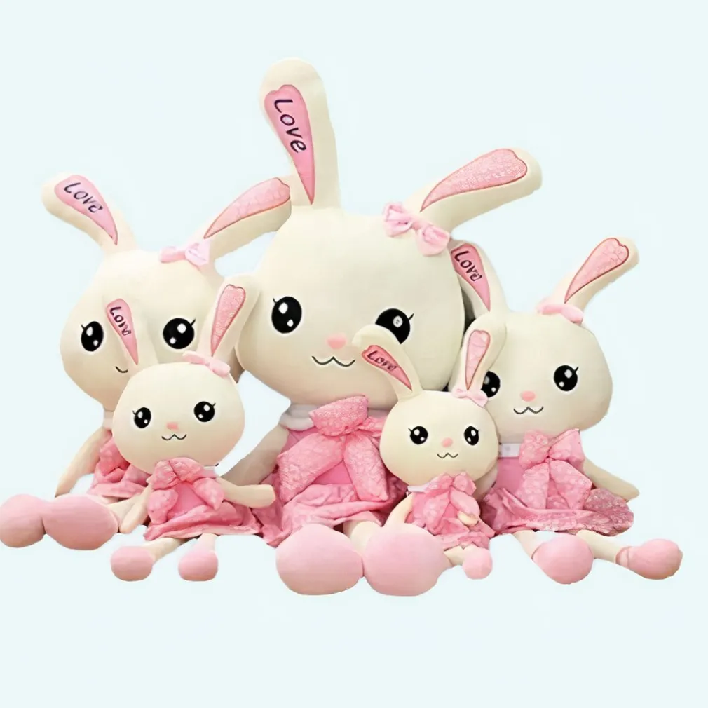 Peluche lapin géant avec robe rose