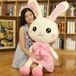 Peluche lapin géant avec robe rose