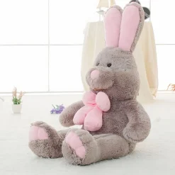 Peluche lapin gris géante