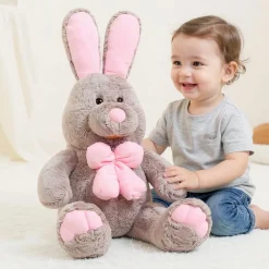 Peluche lapin gris géante