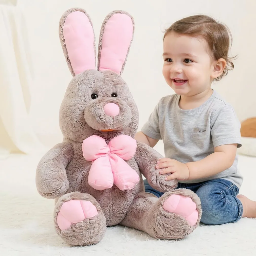 Peluche lapin gris géante